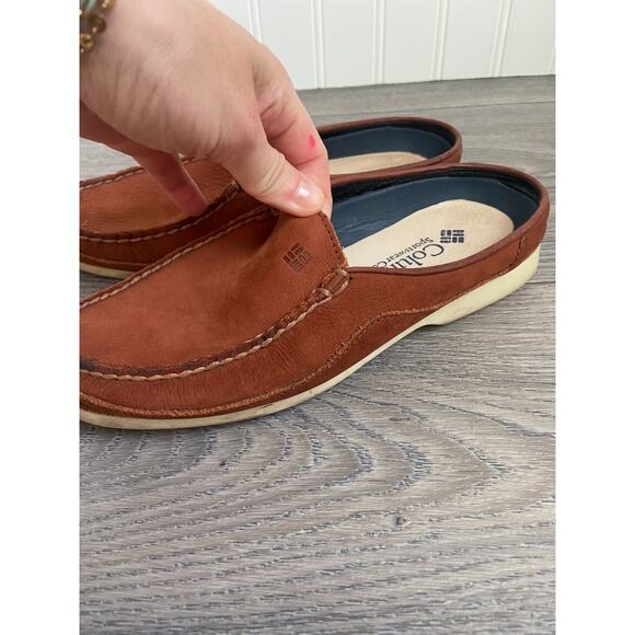 Columbia Bayview Clog Size 5 Rust Brown Leather Slip on Mules Outdoor Slippers - Picture 3 of 5